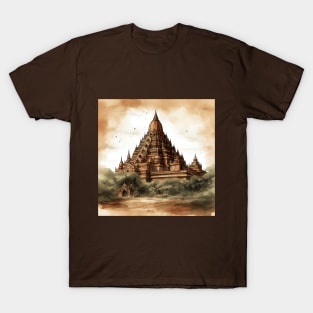 Historical illustration of Bagan, Myanmar T-Shirt